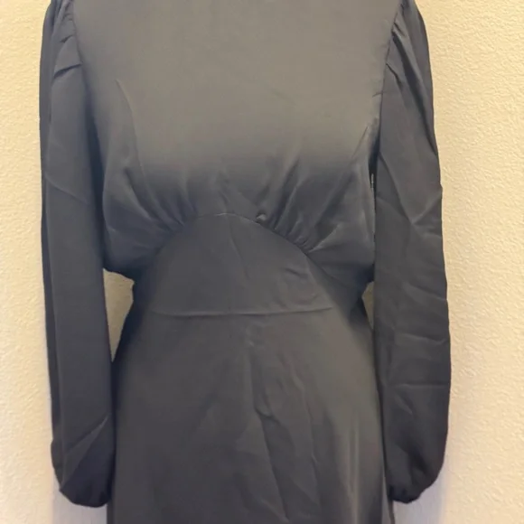 Express Black Fit Flare Puff Sleeve Dress A Line Mini Size S M L NEW $78 - Picture 3 of 16